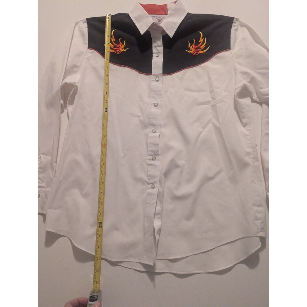 ELY COUNTRY CHARMERS  womens L BLAZE WHITE western shirt pearlized snaps EUC - Picture 3 of 6